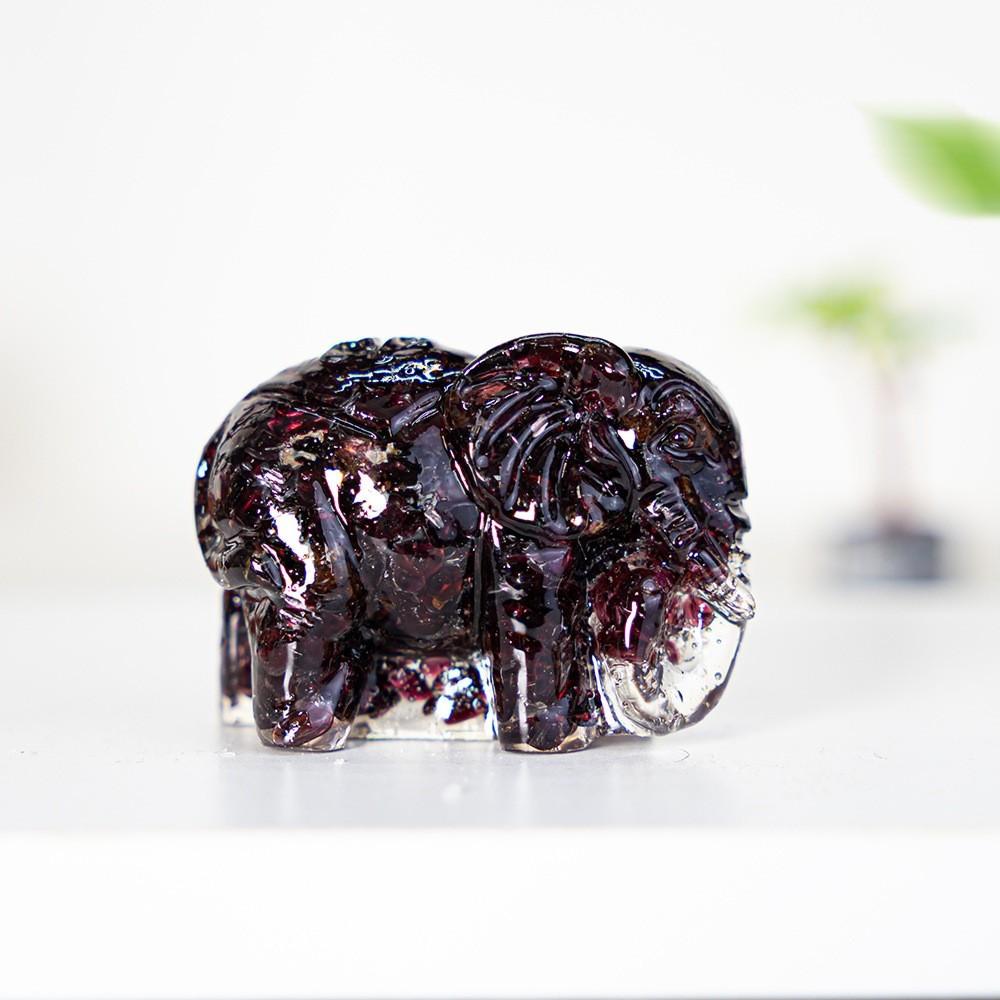Natural Gemstone Crystal Decor Elephant Resin Art Home Gift For Special Occasions
