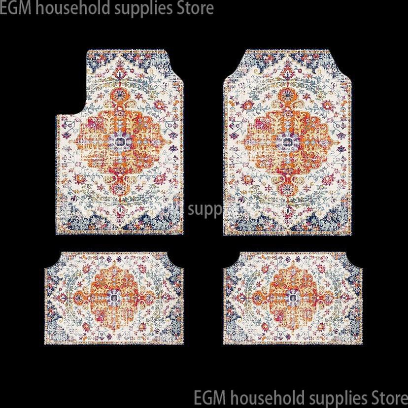 Bohemian Car Floor Mats Non Slip Soft Washable Universal Auto Foot Pads Vintage Interior Rugs