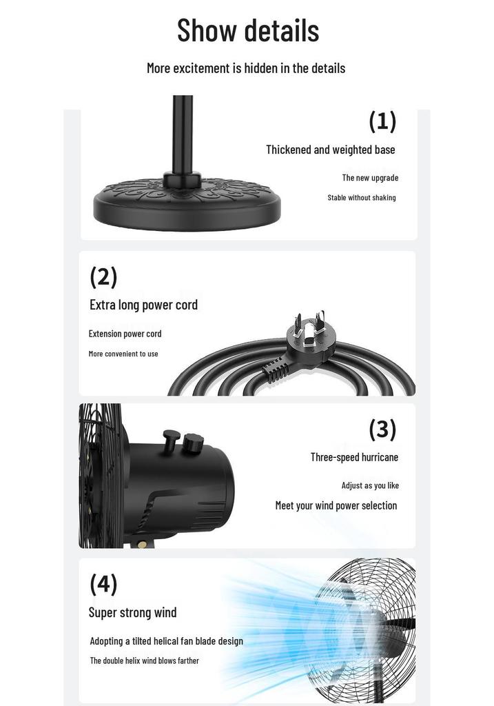 Industrial Floor & Wall-Mounted Fan - Large, Powerful Workshop Fan