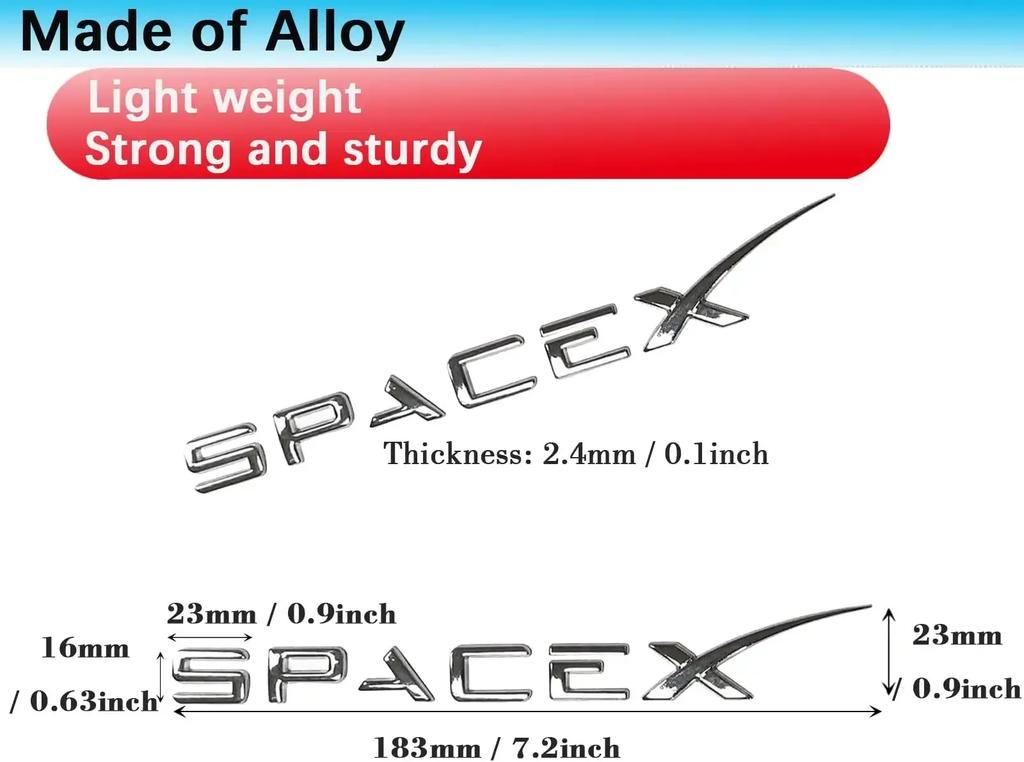 3D ABS Letters Sticker SPACEX For Tesla Rear Tailgate Trunk Emblem Badge Car Stickers Decal for Model 3/Y/X/S