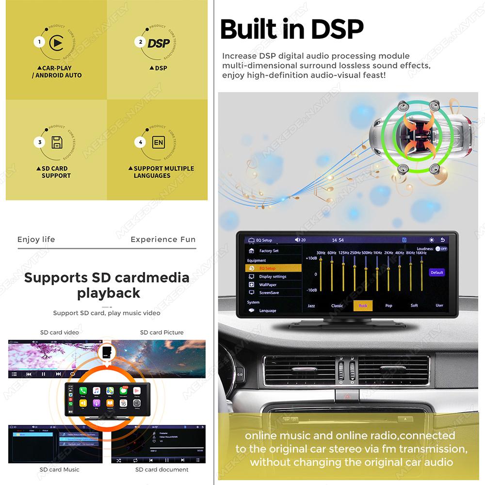 10.26/6.86inch Universal Car Raido Screen Multimedia Player Smart Screen Car Intelligent Systems Wireless Android Auto Carplay
