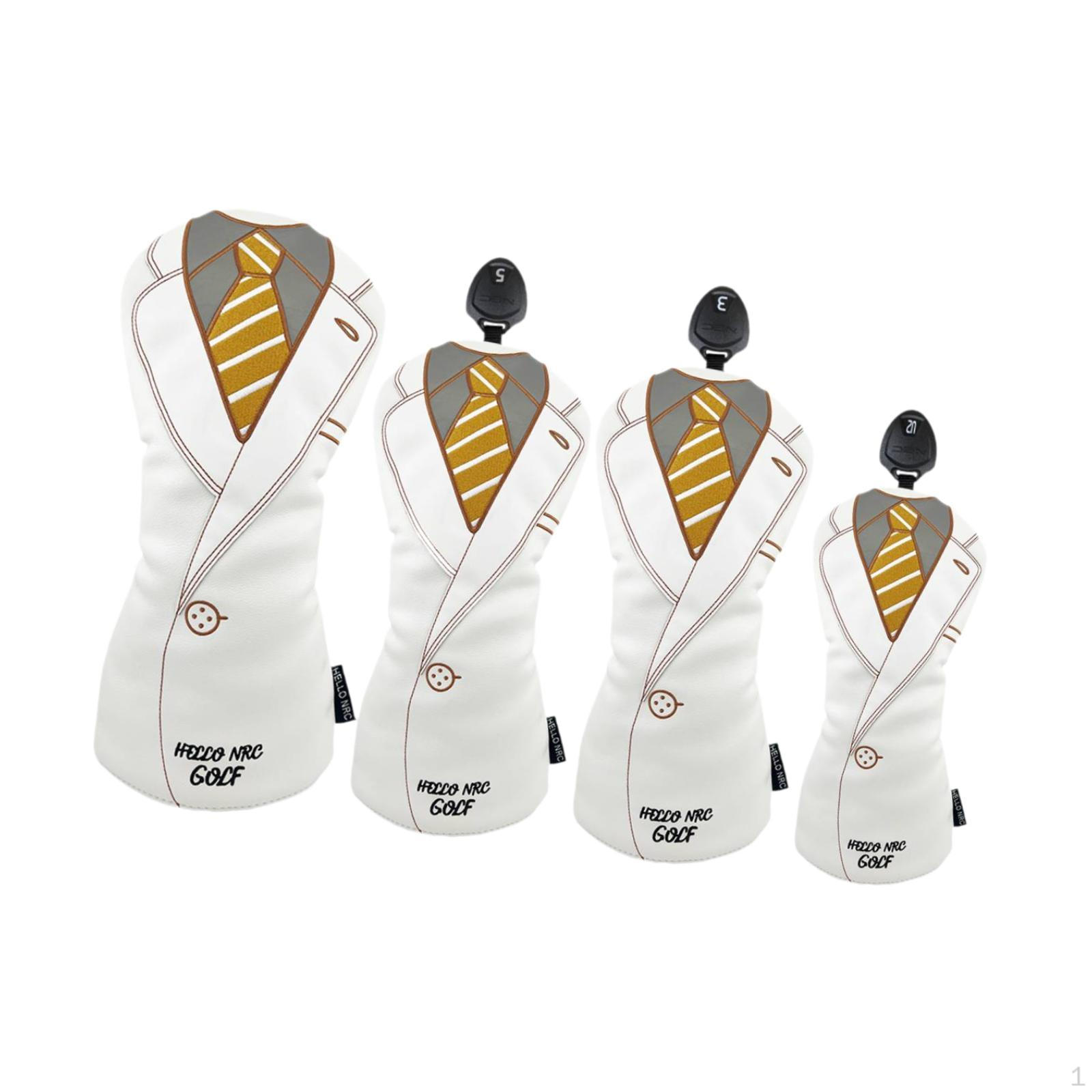 

4 шт. Чехол для головы клюшки для гольфа, чехол для водителя, деревянный чехол для головы с длинным горлом, устойчивый к царапинам белый