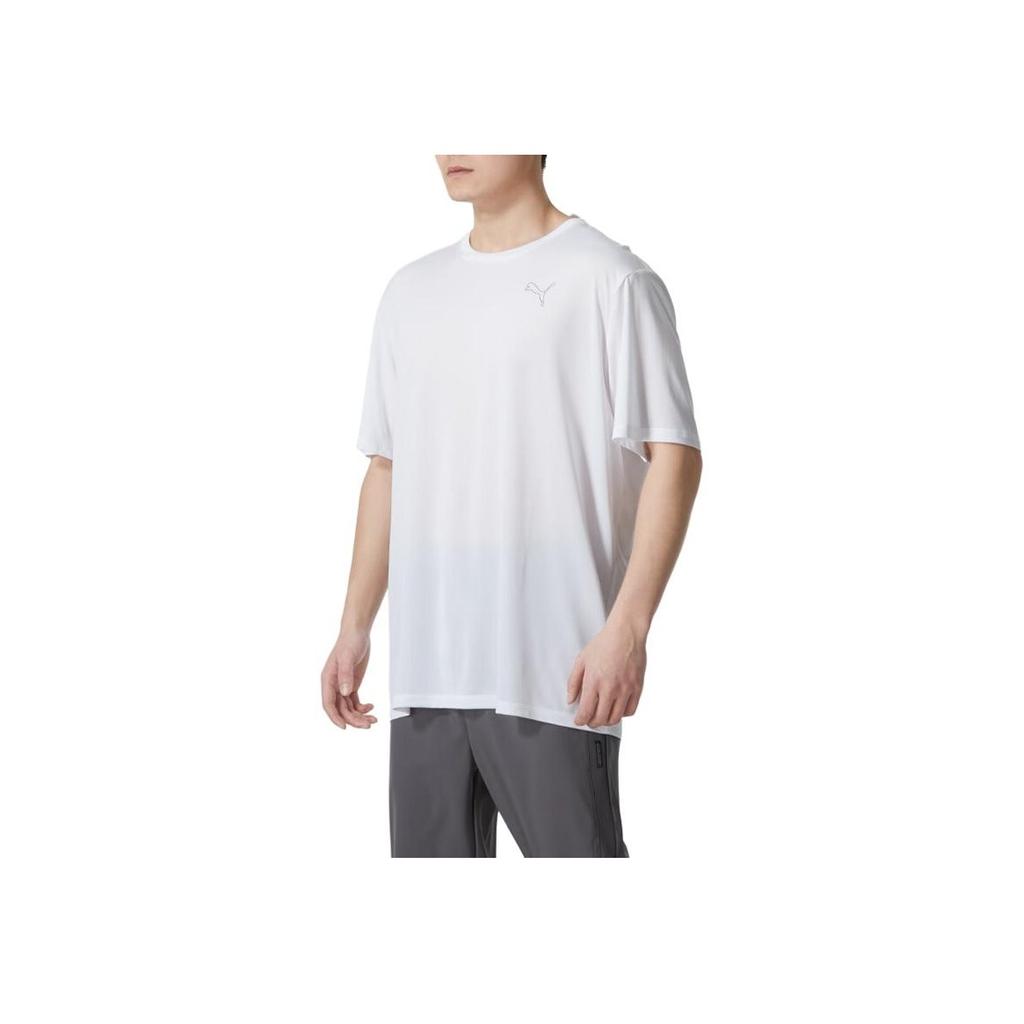 Puma Crew Neck Solid Short Sleeve T-Shirt Men Tops White 587212-02