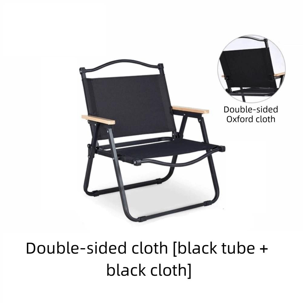 Wood Grain Camping Folding Chair Comfortable Armrest Durable Picnic Fishing Chair Carbon Steel Sturdy Kermit Chair