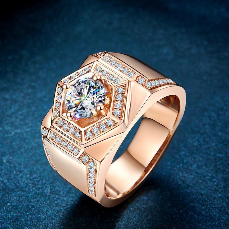 WOSIKATE Luxury  CopperWith 18K Rose Gold Plated Ring For Men Domineering Index Finger Ring Fashion Jewelry Business Ring