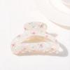 Hair Claw Floral Print Hollow Design Back Head Hair Clip Anti-slip Teeth Strong Grip Shark Hair Clip Versatile Hair Accessory