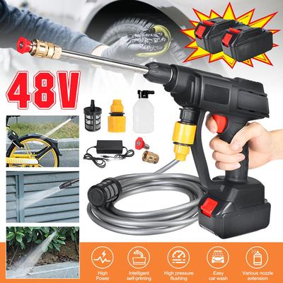 600W 48VF Lavadora de Carro Sem Fio de Alta Pressão Pistolas de Água de Pulverização Bocal de Água de Pressão Máquina de Limpeza Com 2 Baterias