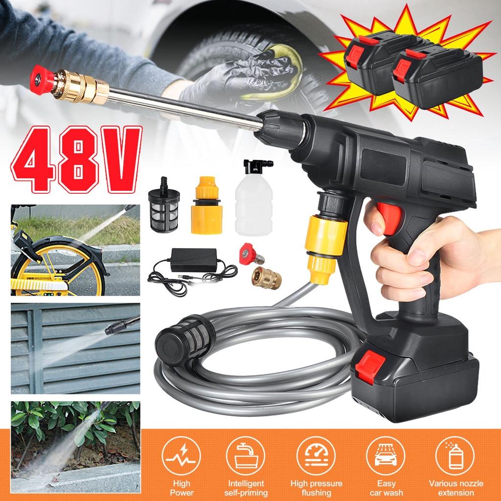 600W 48VF Cordless High Pressure Car Washer Spray Water Guns Pressure Water Nozzle Cleaning Machine With 2Battery