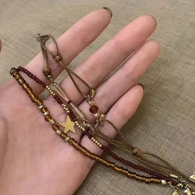 4Pcs Vintage Hand Woven Beaded Bracelet For Women Girls Creative Ethnic Style Stacked Bracelet Set Jewelry Accessories Gifts