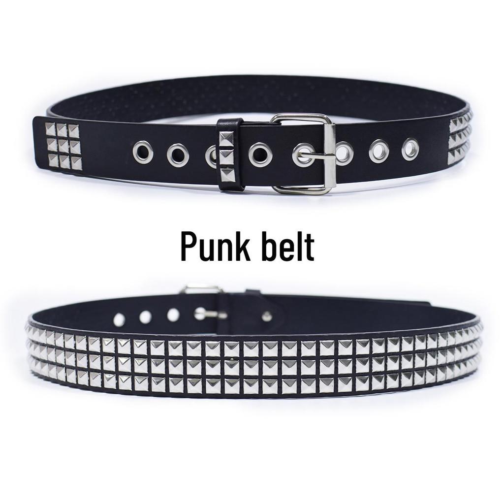 Unisex Square Bead Punk Style Stainless Steel Rivet Hip Hop Belt for Jeans