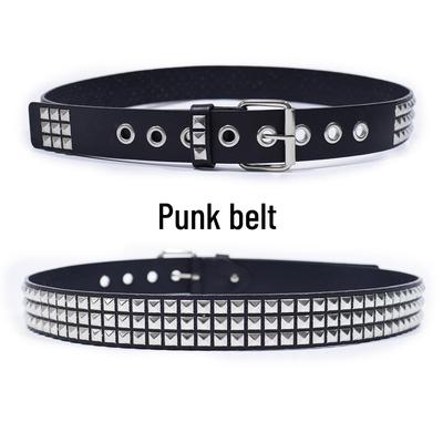 Square Bead Punk Belt: Unisex Stainless Steel Rivet Hip Hop Waist Belt for Jeans