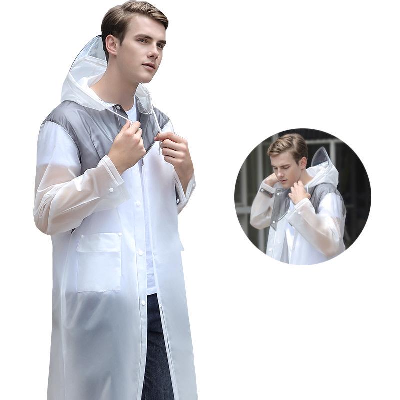 Qinfei Unisex Long Travel Rain Poncho with High-Frequency Heat-Pressed Seams