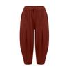 Damen Plus Size Leinenhose mit weitem Bein, mittlere Taille, Sommer-Baggy-Hose