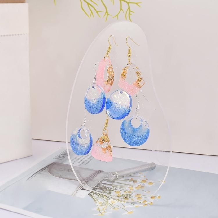 Diy Geometry-shaped Earrings Mould Crystal Epoxy Water Wave Silicone Mould