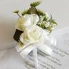Meldel Corsage Men Wedding Rustic Boutonniere White Bridal Wrist Corsage Bridesmaid Groomsmen Party Meeting Personal Decorations