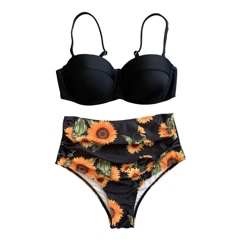 Bikini Sert Sarılmış Yüksek Bel Mayo