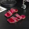 2026 Stylish European & American Silver Rhinestone Square Toe Flat Slides - Versatile Women's Summer Sandals