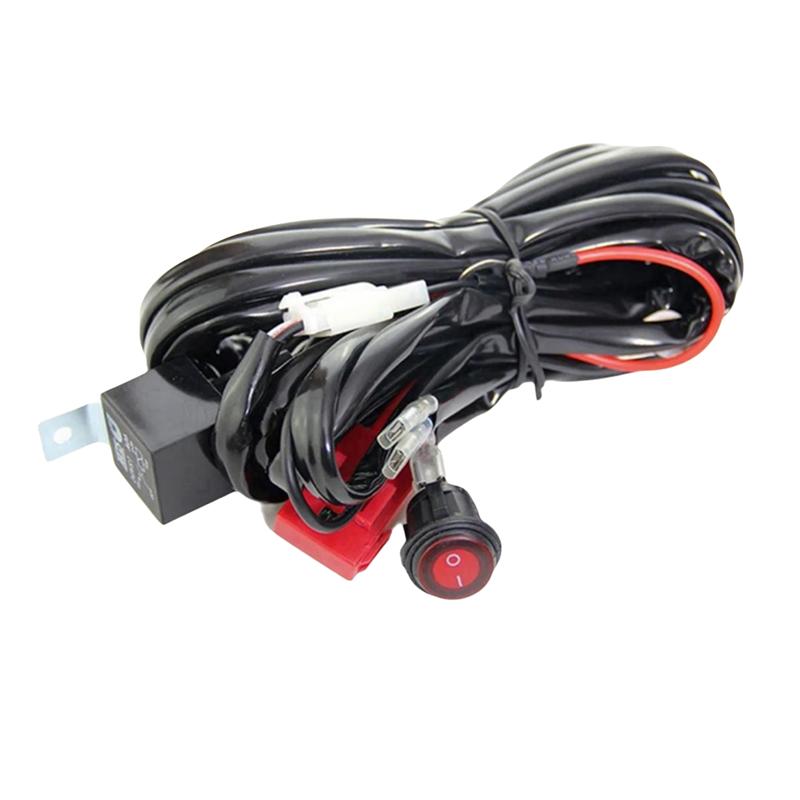A58X-Motorcycle 300W LED Light Bar Wire Harness 12V 40A Light Bar Wire Harness Waterproof On/Off Switch Round Switch