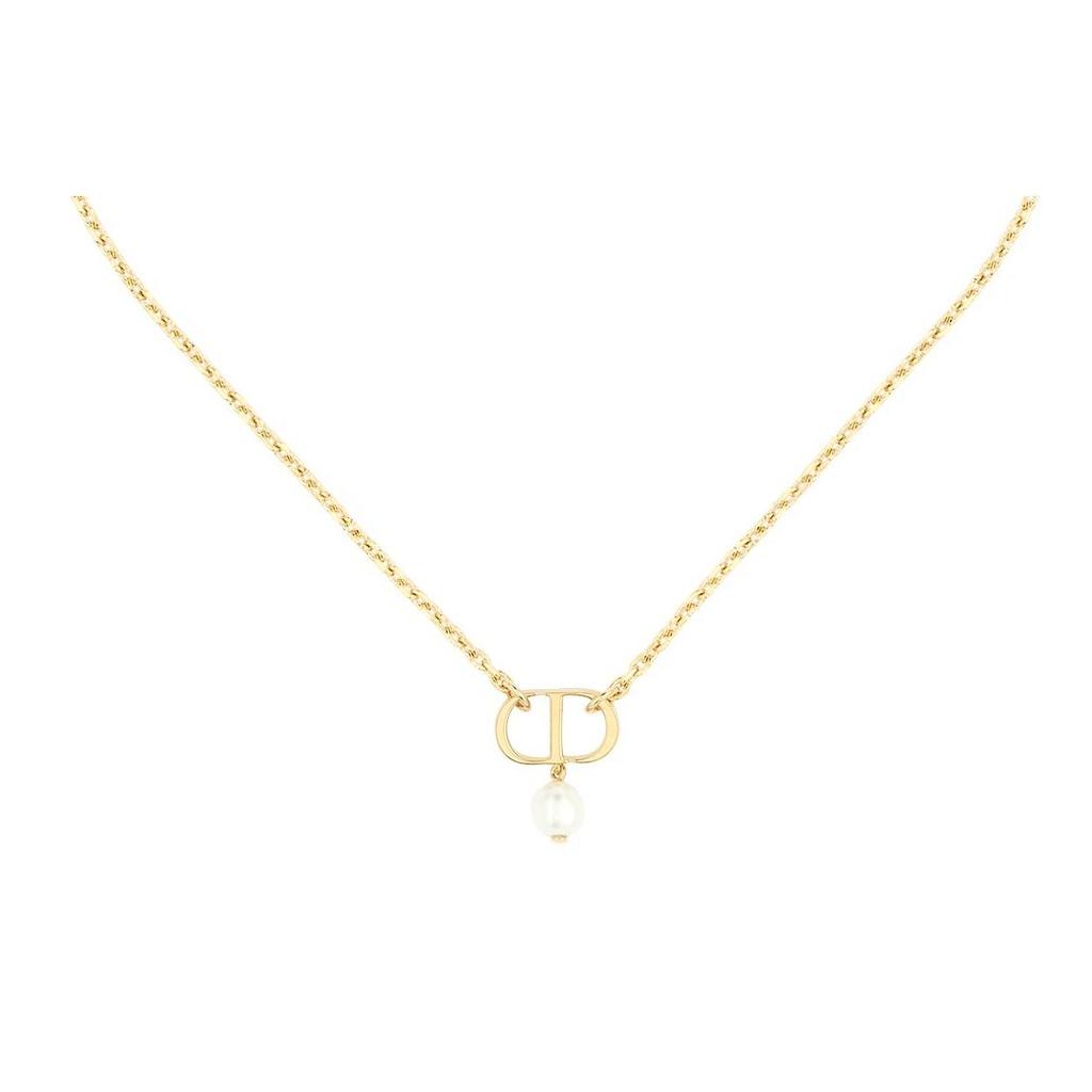 Dior CD Series Round Bead Resin Metal Necklace Women Necklace Gold N1390PTCRS-D301