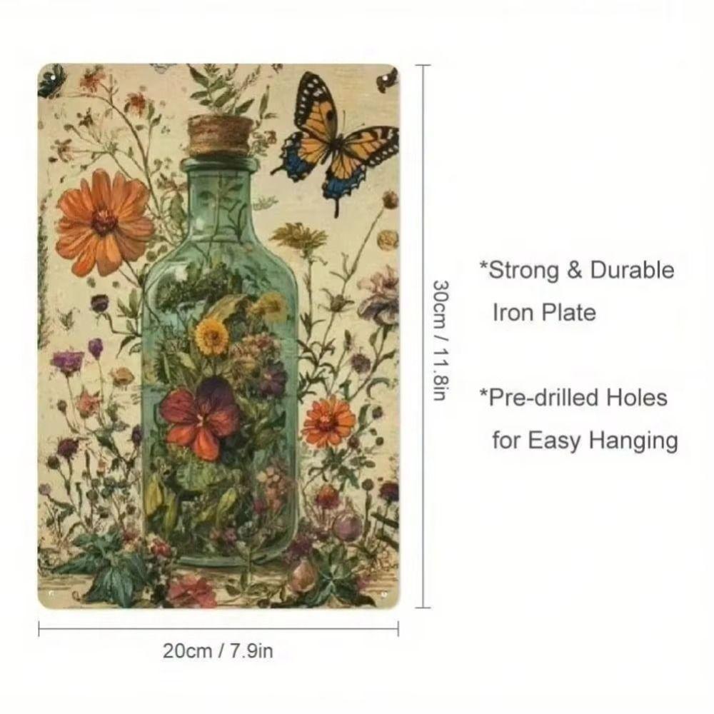 Vintage Floral Metal Wall Art Motivational Sign Home Decor