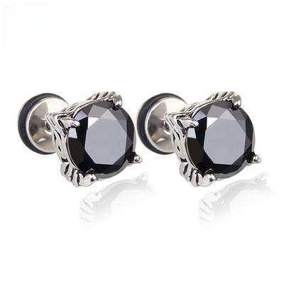 Gothic Punk Unisex Stud Earring Black CZ Prong Tragus Screw Backs for Women/Men Romantic Particular Party Fine Jewelry Gifts