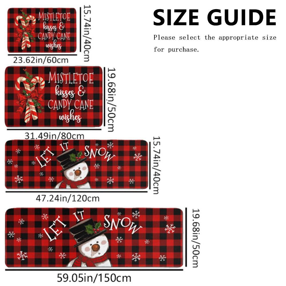 

Buffalo Plaid Snowman Christmas Kitchen Rugs and Mats Let It Snow Xmas Winter Holiday Decor Non Skid Rug for Home Kitchen Carpet 1PC-40X60cm-16x24in