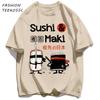 Sushi MakiS Japanese Cuisine Printing Men T Shirt Colour Casual Tops Cotton Trendy Tee Shirts Hip Hop Crewneck Man Clothes