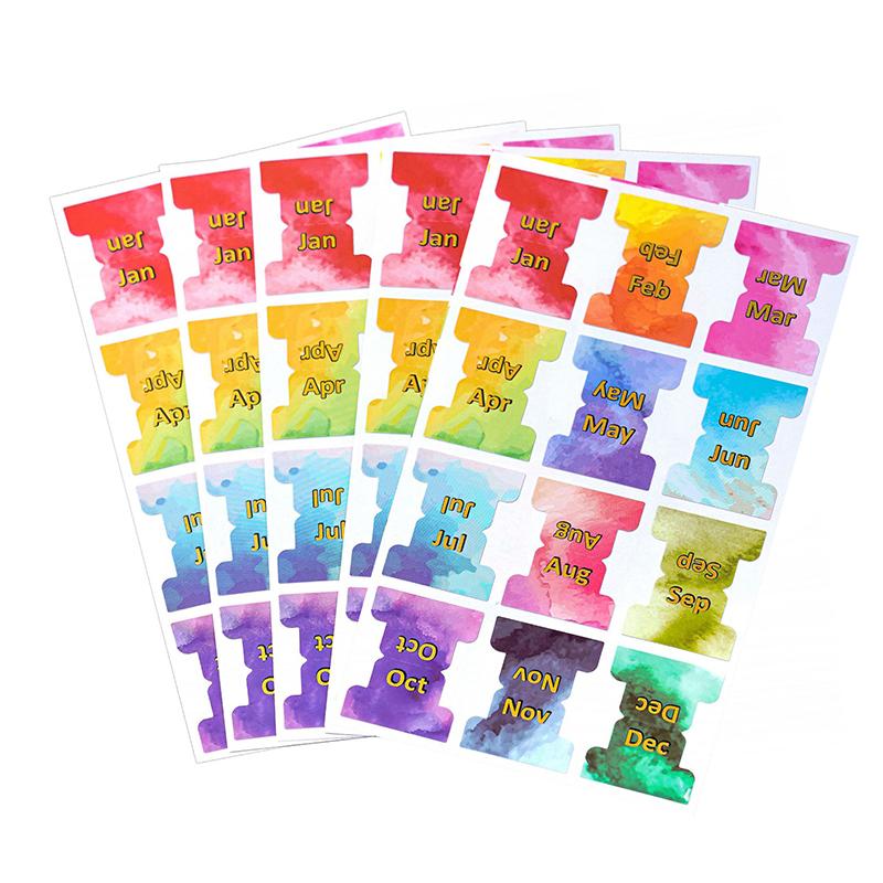 

60 шт./5 листов Разноцветные ежемесячные разделители для планера Самоклеящиеся индексные наклейки для планера Декоративные для офисных планеров и организации