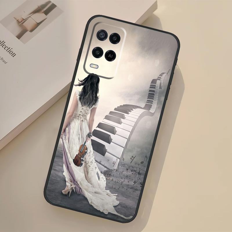 Violin Piano Case For Oppo A5 Pro A15 A17 A57 A77 A18 A38 A58 A78 A98 A96 A76 A16 A94 A74 A54 A40 A60 A80