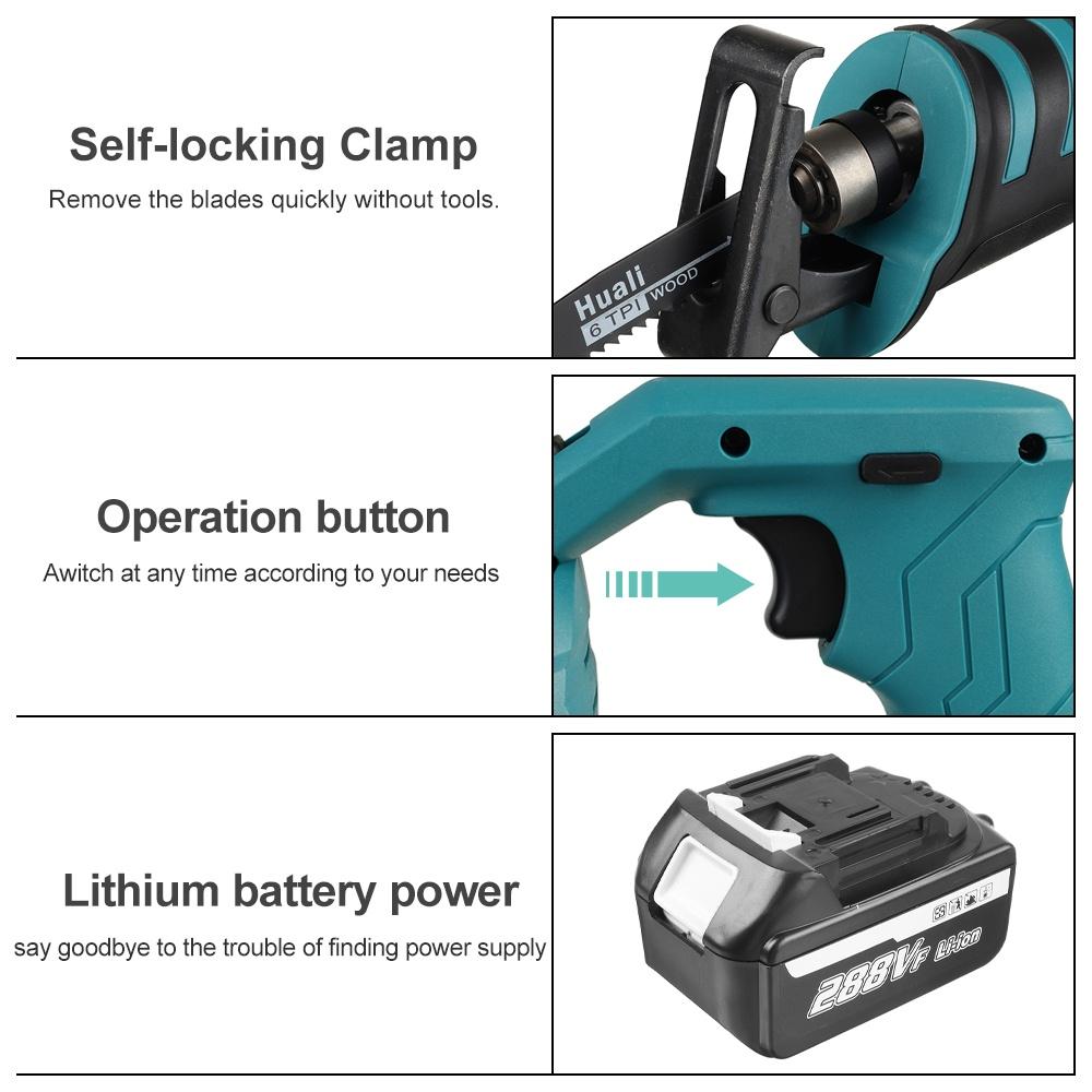 2400W Akku-Säbelsäge Bürstenlose Elektrosäge mit Akku Metall Holz Schneidwerkzeug