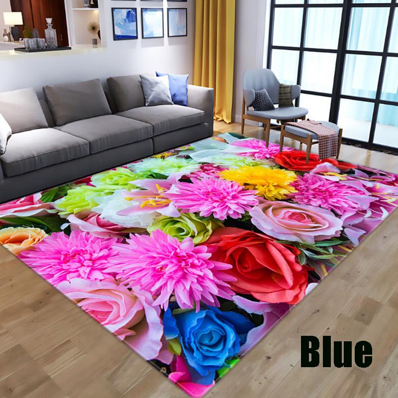 New Houseware Romantic 3D Rose Soft Flannel Carpet Bedroom Living Room Carpet Bay Window Non-slip Kitchen Bathroom Floor Mat Corridor Entrance Mat