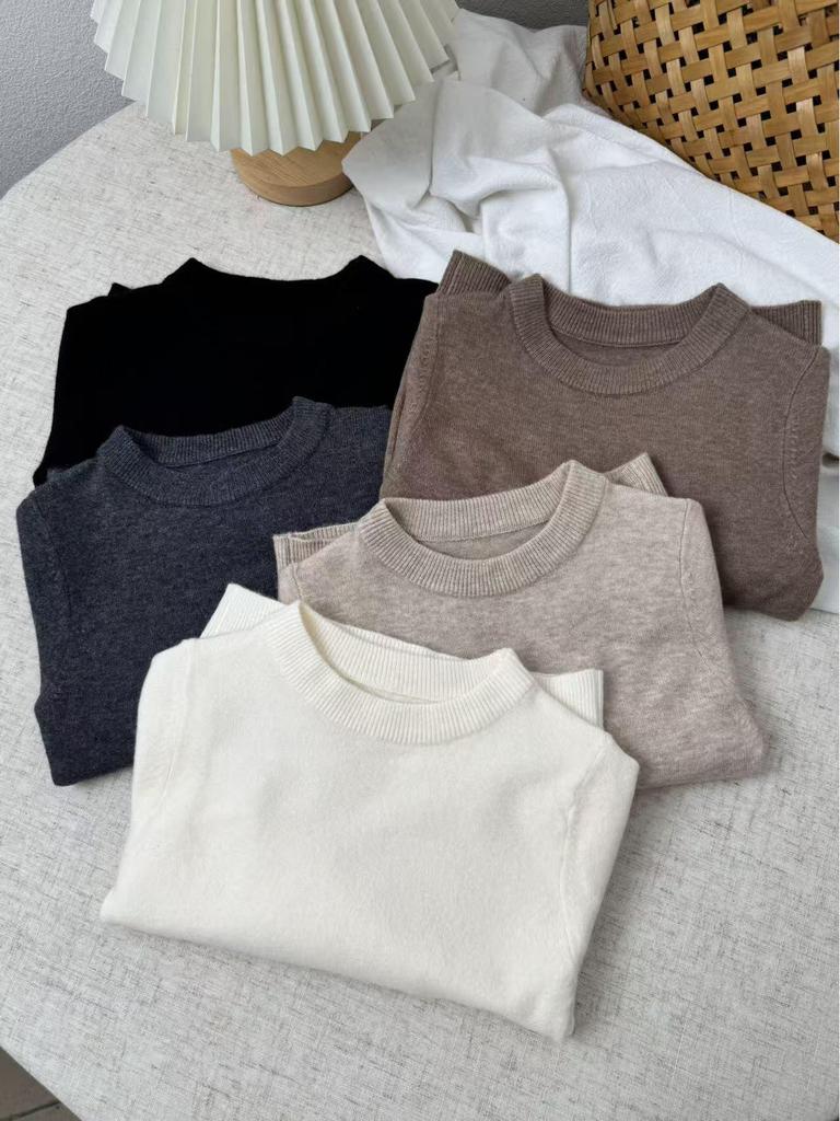 Pull En Laine à Col Rond pour Enfants - Pull Tricoté Unisexe Automne/Hiver pour Bébés et Tout-Petits