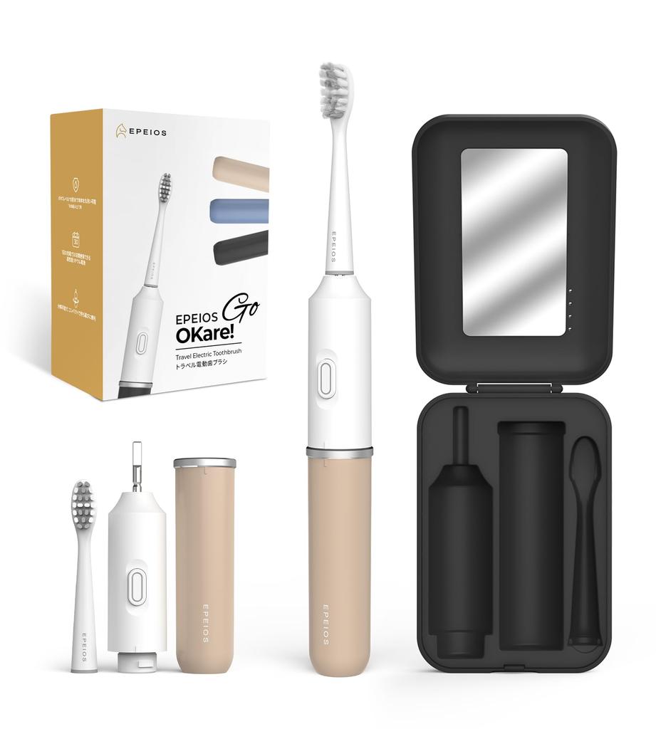 Epeios Sonic Electric Carrying Replacement Brush Perfect for GO Toothbrush, Portable, Case, Heads, 60-Day Use, Type-C Rechargeable, Travel, Gift,