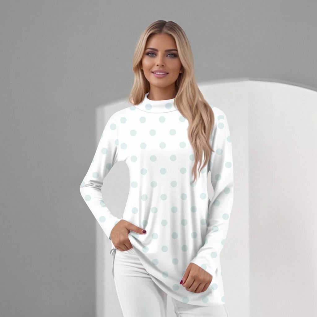 Women's Daily Casual Long Sleeve Mid Collar Top