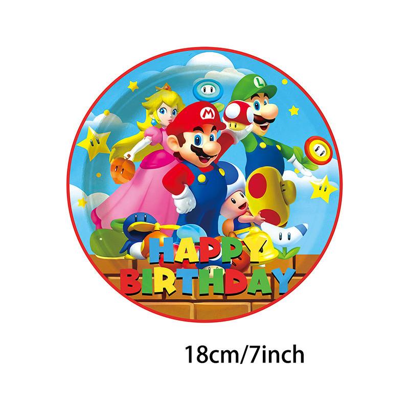 Super Mario Decorações de Mesa de Festa de Aniversário Pratos de Papel Toalha de Mesa Conjunto Para Suprimentos de Festa Infantil