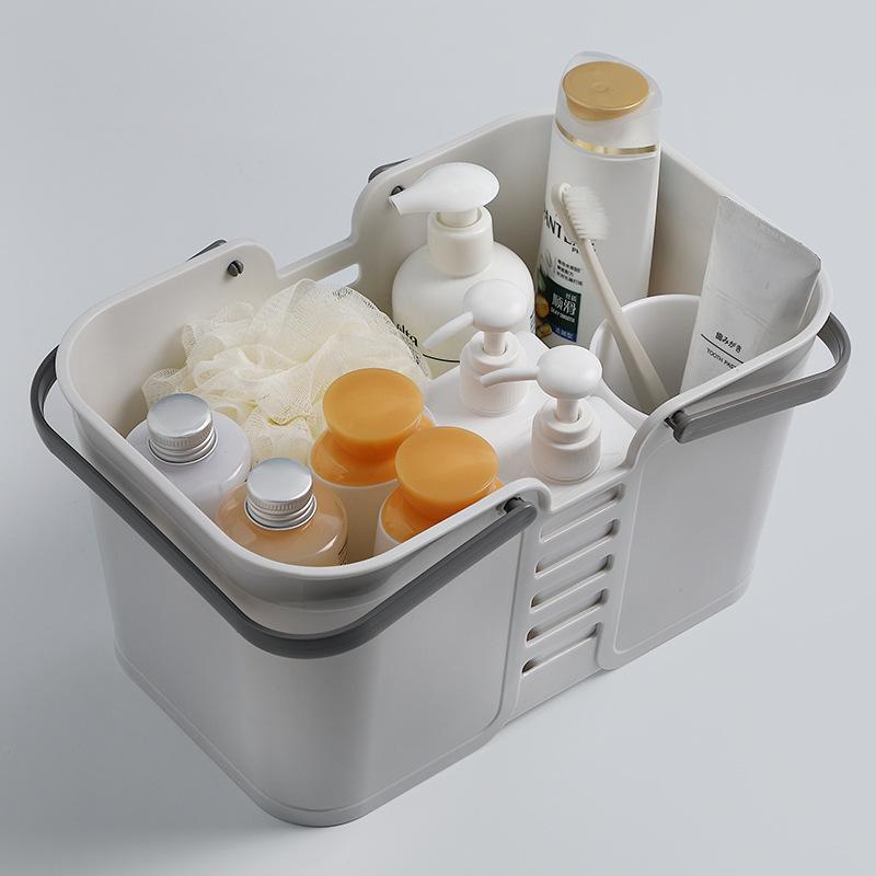 Plastic Bathroom Storage Basket Household Large-Capacity Bathroom Satchel Drain Square Heightened and Thickeneded Debris Storage Basket