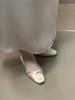 2025 New Super Soft Easy To Wear Square Head Kink Satin Single Shoes Women's Hepburn Style Ballet Thick Heel Ladyshoes