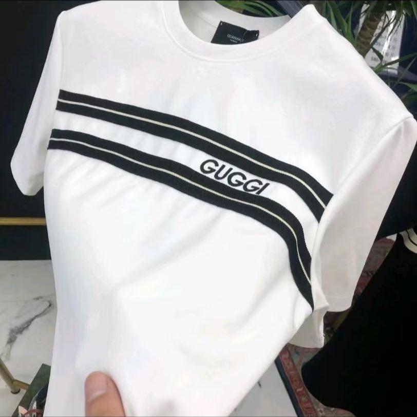 Men's 2025 Autumn Embroidered Letter Crew Neck Short Sleeve T-Shirt