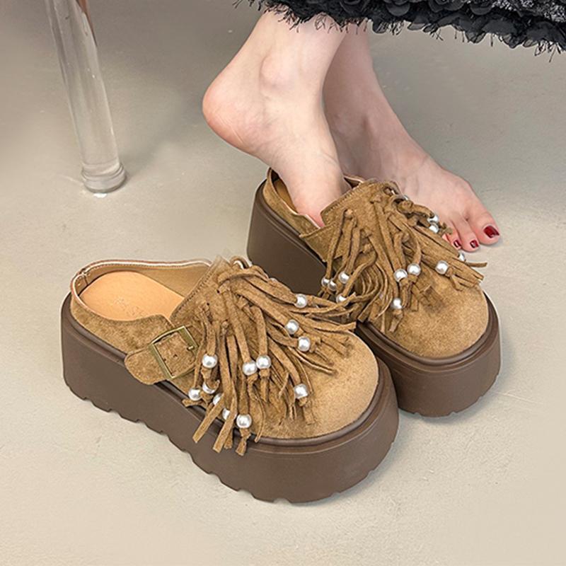 Mode Plattforms Damtofflor Flats Designer Mules Skor Casual Sandaler Höst Kvinna 2025 Trend Slingback Klänning Mode Mujer Skor