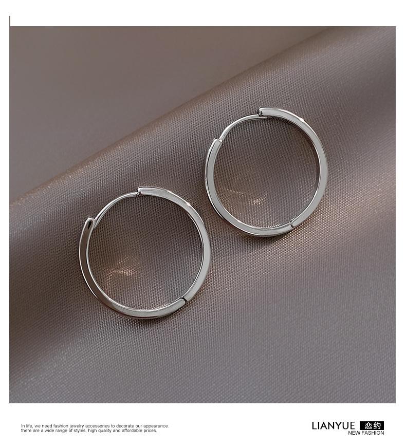 925 Silver Hoop Earrings Simple Circle Jewelry Gift For Women Elegant Sexy Fashion