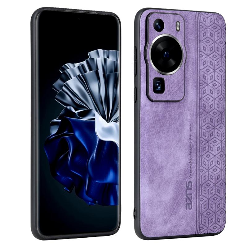 

AZNS Back Shell for Huawei P60/P60 Pro Imprinted PU Leather Coated TPU Cover Phone Case Purple