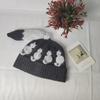 New cute kitten tail plush hat women's autumn and winter warm big head circumference show face small ear protection knitted hat