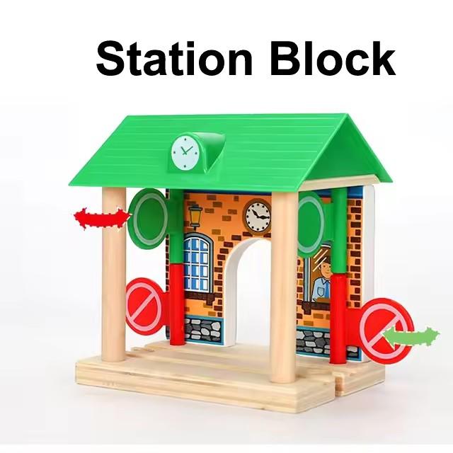 New Kinds of Wooden Tracks Accessories Beech Wood Railway Train Track Bridge Tunnel Station Fit for Wood Tracks Toys for Kids