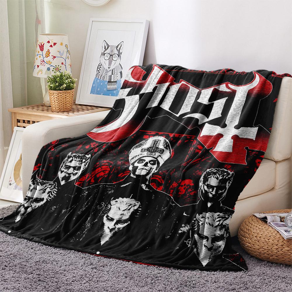 1Pc Ghost Band Print Flannel Blanket, High Quality Comfortable for All Seasons, Home Decor, Warmth and Comfort, Perfect for Christmas Gifts