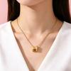 Aijia 18k Gold-Plated Enamel Necklace with H Pendant - Women's Fashion Accessory