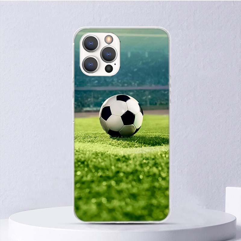 Football Soccer Ball Design Soft Case For iPhone 11 12 13 Mini 14 Pro Max Apple Phone Cover X XS XR SE 7 Plus 8 + 6 6S 5S Funda