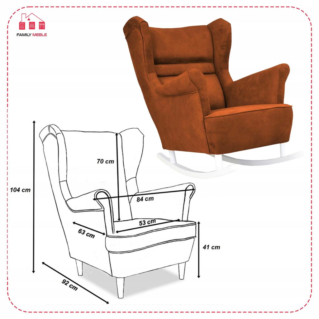 Fotel uszak Zoja bujany skandynawski Family Meble miedziany pomarańcz