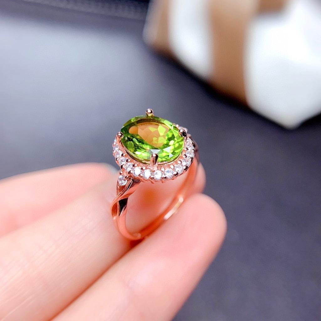Colored Jewelry, Imitation Natural Topaz Amethyst Citrine Olivine Red Pomegranate Ring
