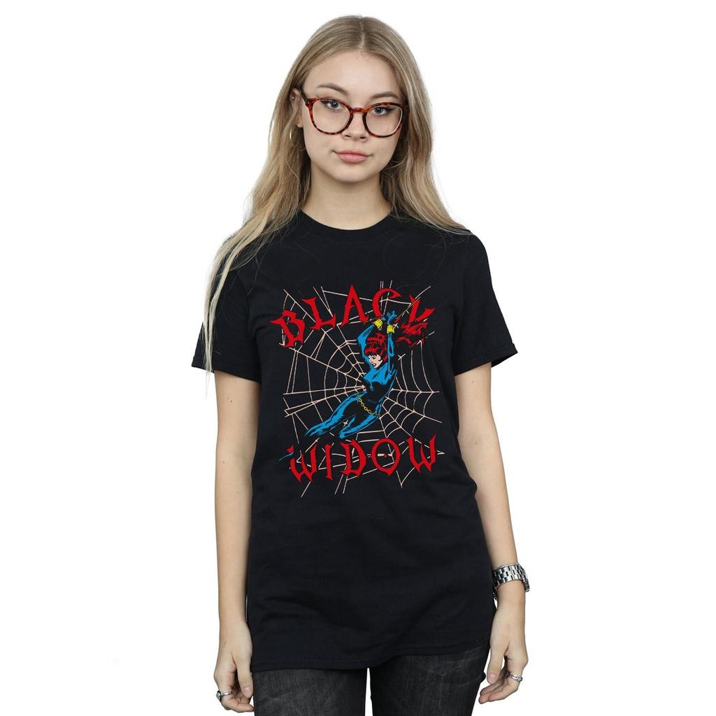 Marvel Womens/Ladies Black Widow Web Cotton Boyfriend T-Shirt