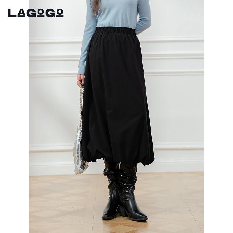 LAGOGO 2025 High-Waist Tulip Black Dress L